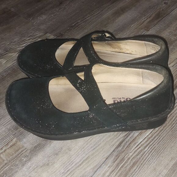 Alegria Day 553 black glitter Mary Jane shoes Sz 37 - Picture 3 of 6